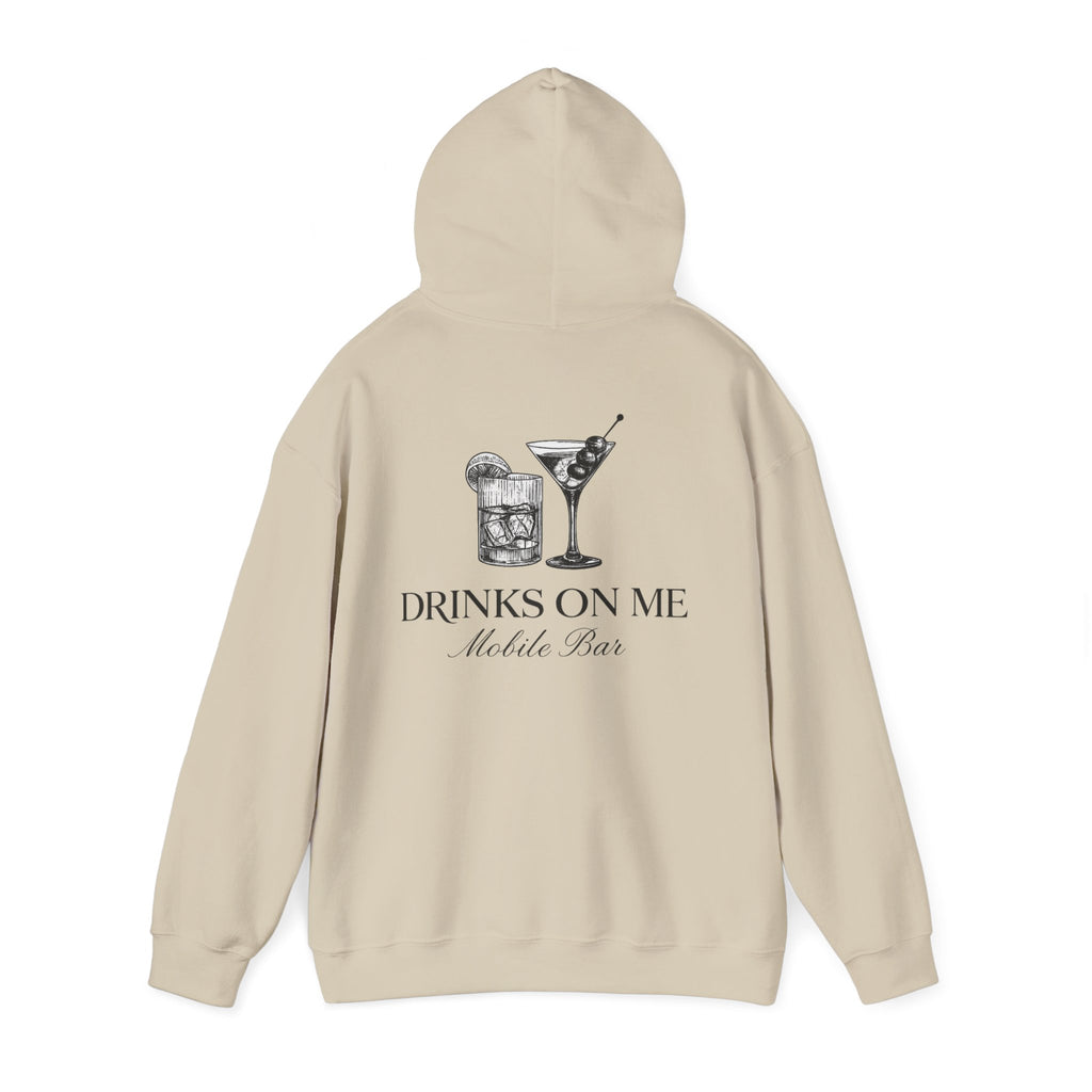 Drinks On Me Mobile Bar Hooded Sweatshirt | BLACK LOGO