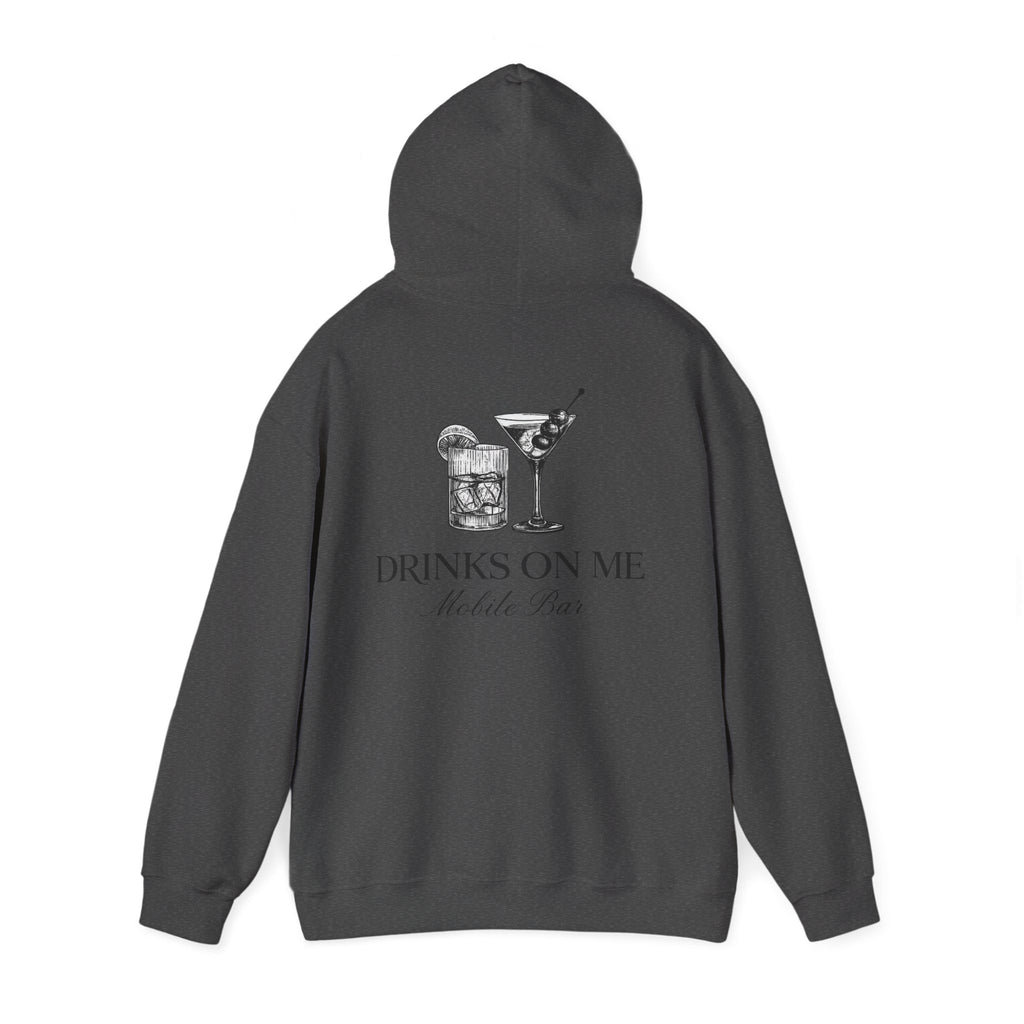 Drinks On Me Mobile Bar Hooded Sweatshirt | BLACK LOGO