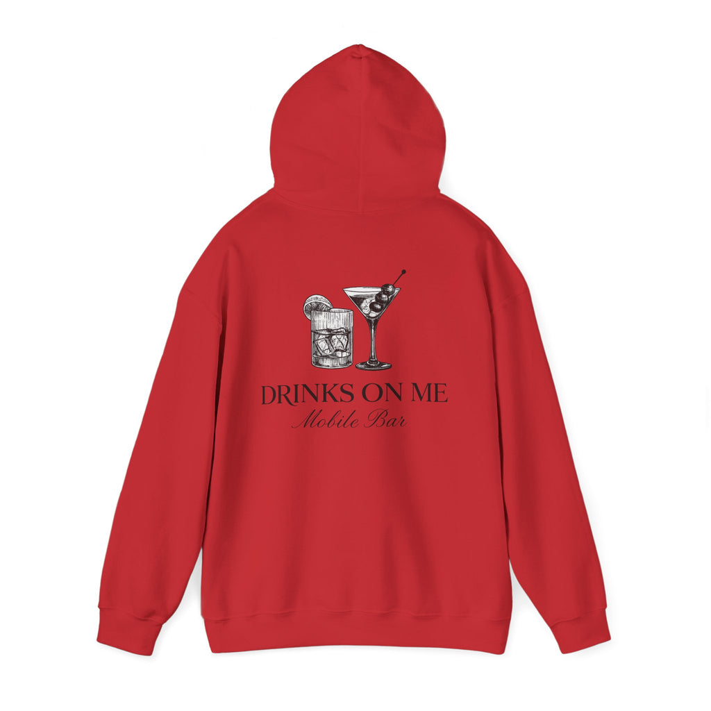 Drinks On Me Mobile Bar Hooded Sweatshirt | BLACK LOGO
