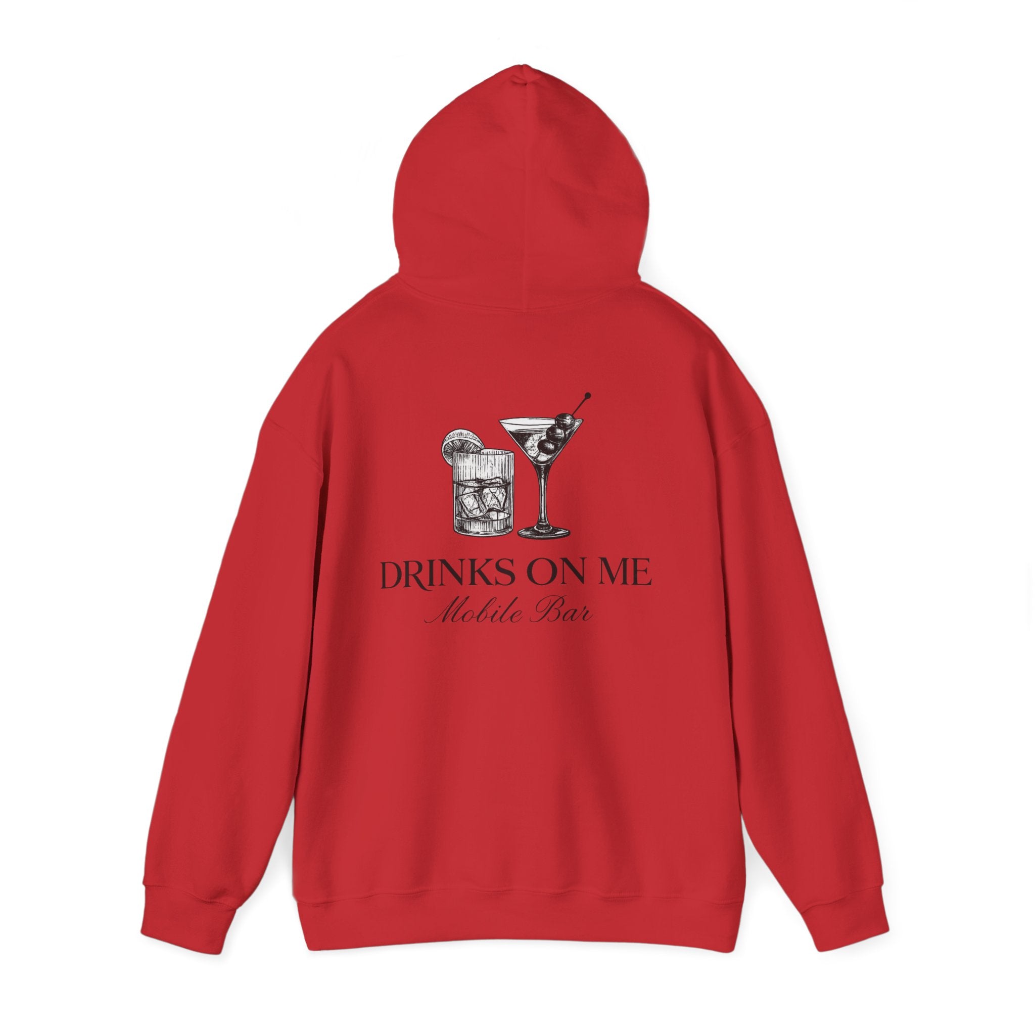 Drinks On Me Mobile Bar Hooded Sweatshirt | BLACK LOGO