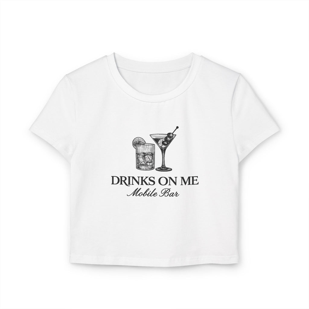 Drinks On Me Mobile Bar-Women's Baby Tee | BLACK LOGO