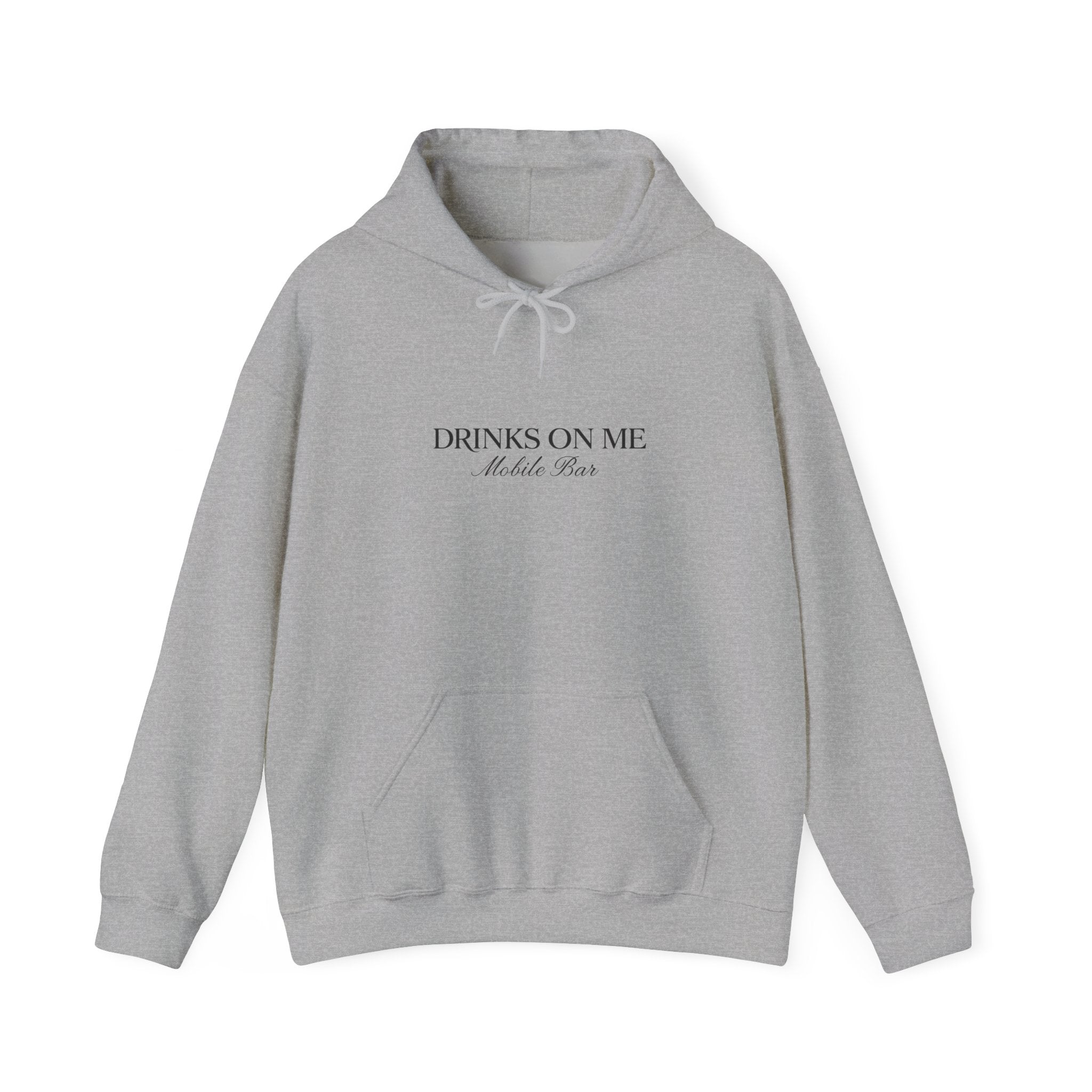 Drinks On Me Mobile Bar Hooded Sweatshirt | BLACK LOGO