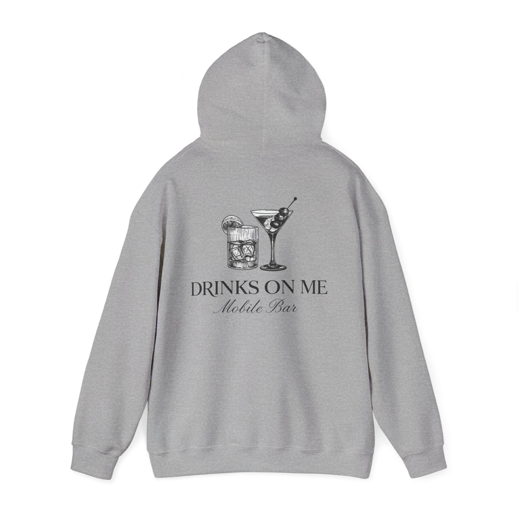 Drinks On Me Mobile Bar Hooded Sweatshirt | BLACK LOGO