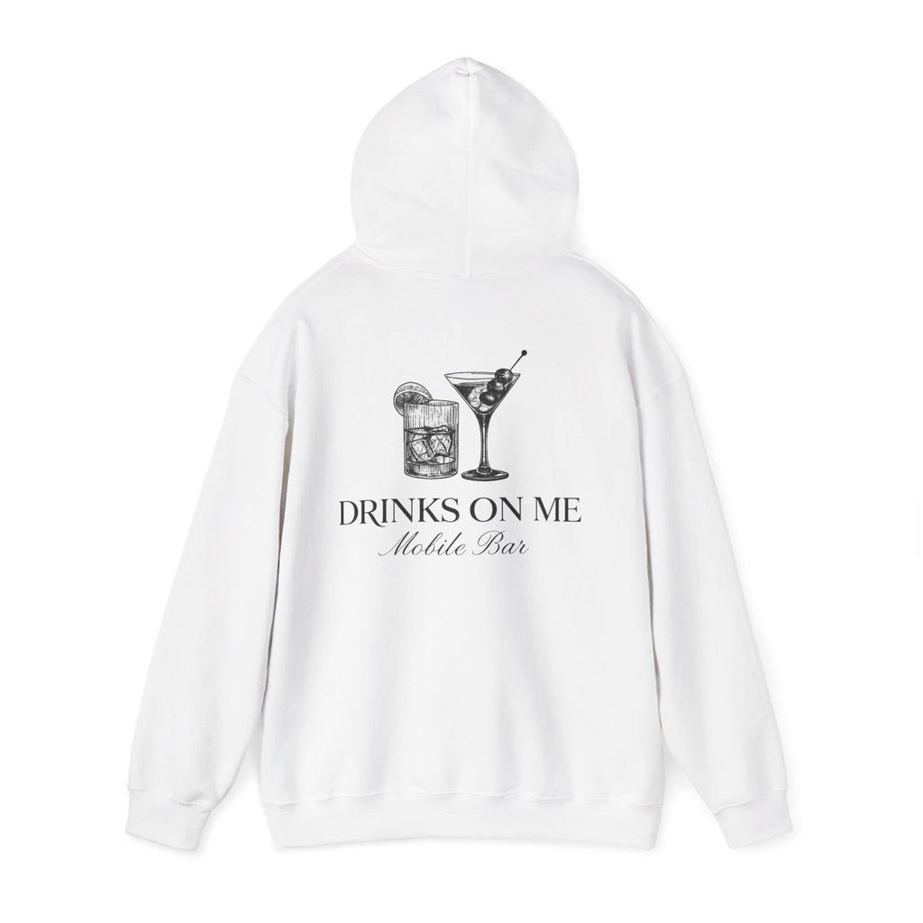 Drinks On Me Mobile Bar Hooded Sweatshirt | BLACK LOGO