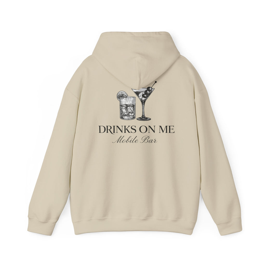 Drinks On Me Mobile Bar Hooded Sweatshirt | BLACK LOGO
