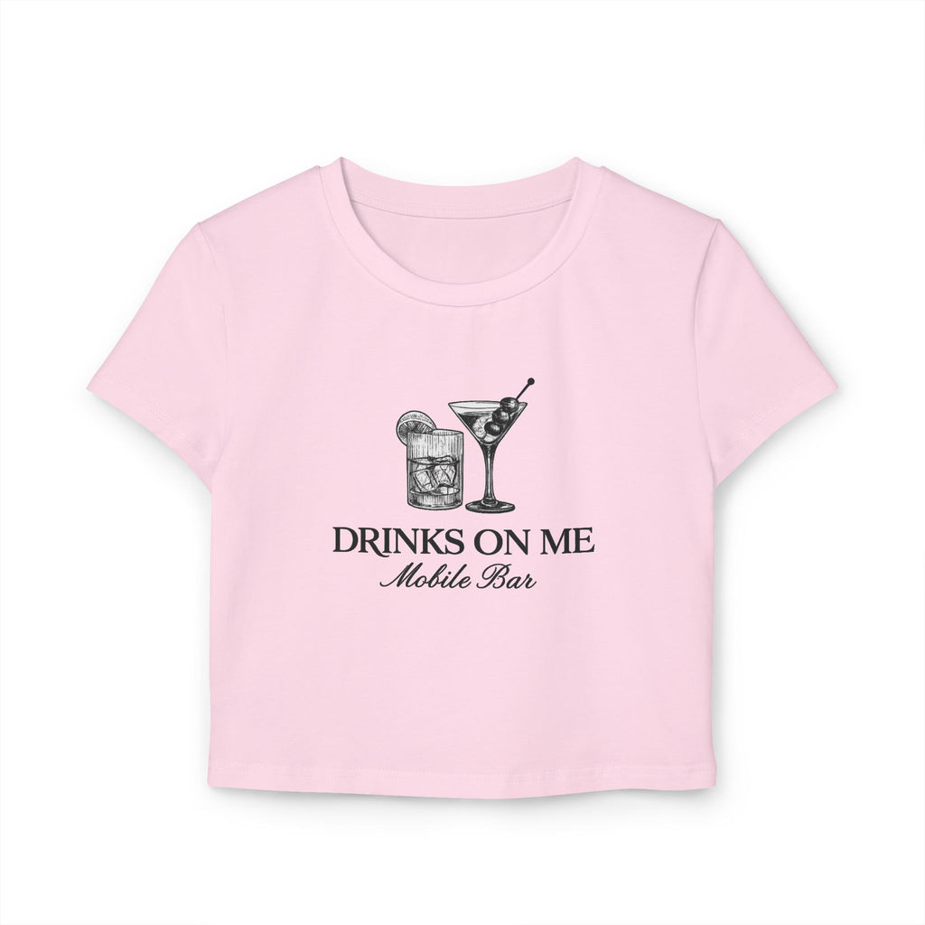 Drinks On Me Mobile Bar-Women's Baby Tee | BLACK LOGO