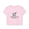 Drinks On Me Mobile Bar-Women's Baby Tee | BLACK LOGO