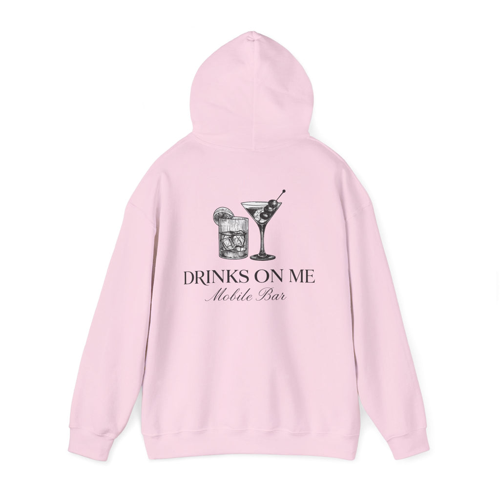 Drinks On Me Mobile Bar Hooded Sweatshirt | BLACK LOGO