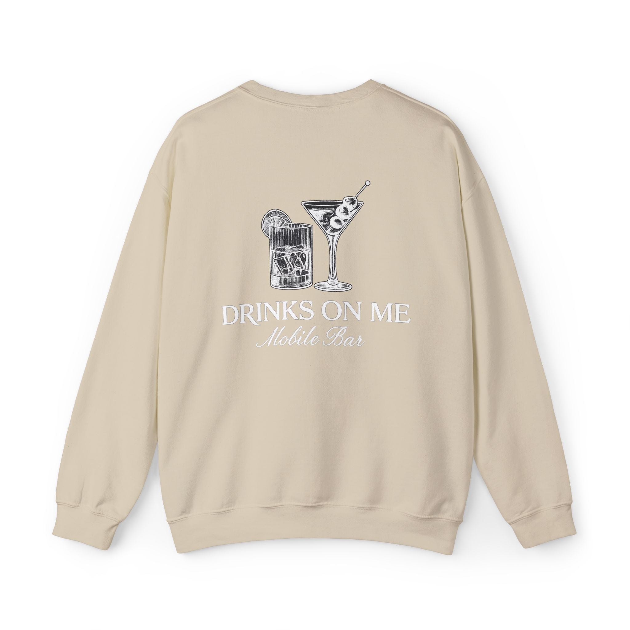 Drinks On Me Adult Crewneck Sweatshirt | WHITE LOGO